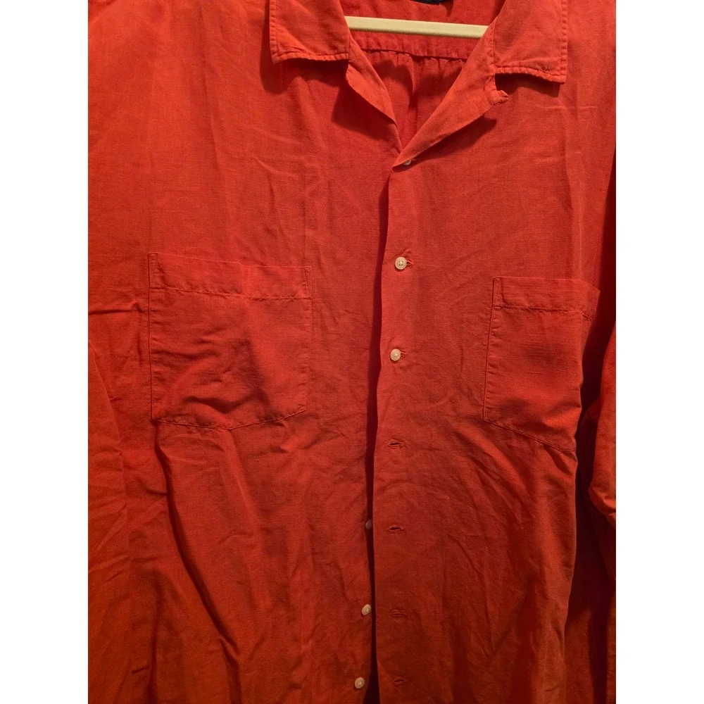 Polo Ralph Lauren Mens 3XLT Linen Silk Short Sleeve Camp Shirt Coral